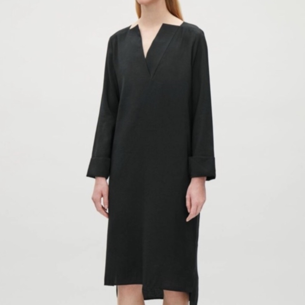 COS Black Dress With Turnup Cuffs